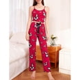 thumbnail image 4 of Gkeoshab Womens Pajama Sets Women's 2026 Summer Ribbed Two Piece Loungewear Heart Print Cami Top & Wide Leg Pants Set Casual Comfortable Outfit, 4 of 8
