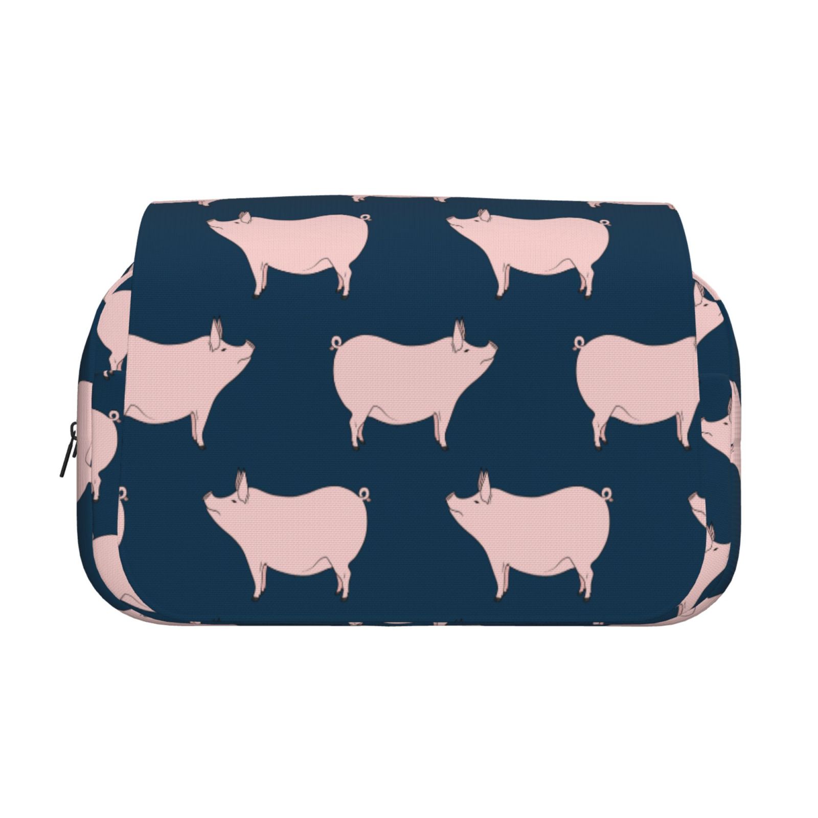 Rateoe Pig 1 Pattern Double Clamshell Pen Case, Storage Organizer with Two Zipper Compartments– Holds Up to 50 Pencils & Pens
