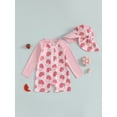 thumbnail image 4 of BemeyourBBs Toddler Baby One Piece Swimsuit with Sunhat Set Infant Girl Bathing Suit Long Sleeve Rash Guard Floral Bow Strawberry Print Half Zipper Swimwear Summer Beachwear, 4 of 9