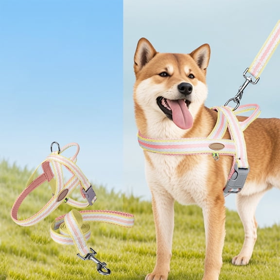 Adjustable Soft Padded Dog Leash Chest Harness Lead Rope for Small Medium Large Dogs Walking Training Running Hiking Outdoor Pet Control Anti Pull Comfortable Leash Durable Secure Fit
