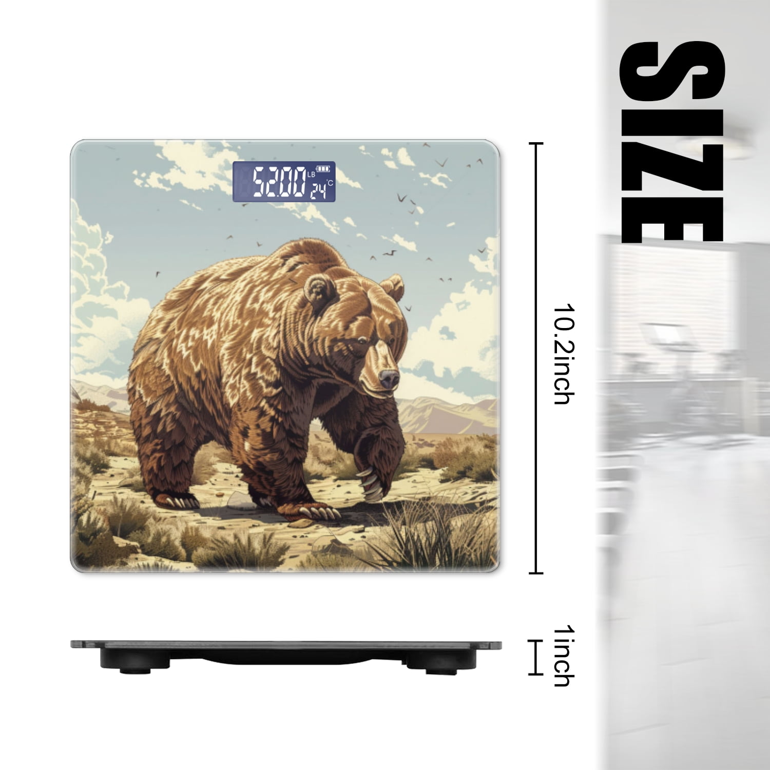 Bathroom Scale, Highly Accurate Digital Body Scale,Precisely Measures Weight up to 400 lbs-Grizzly Bear In The Desert