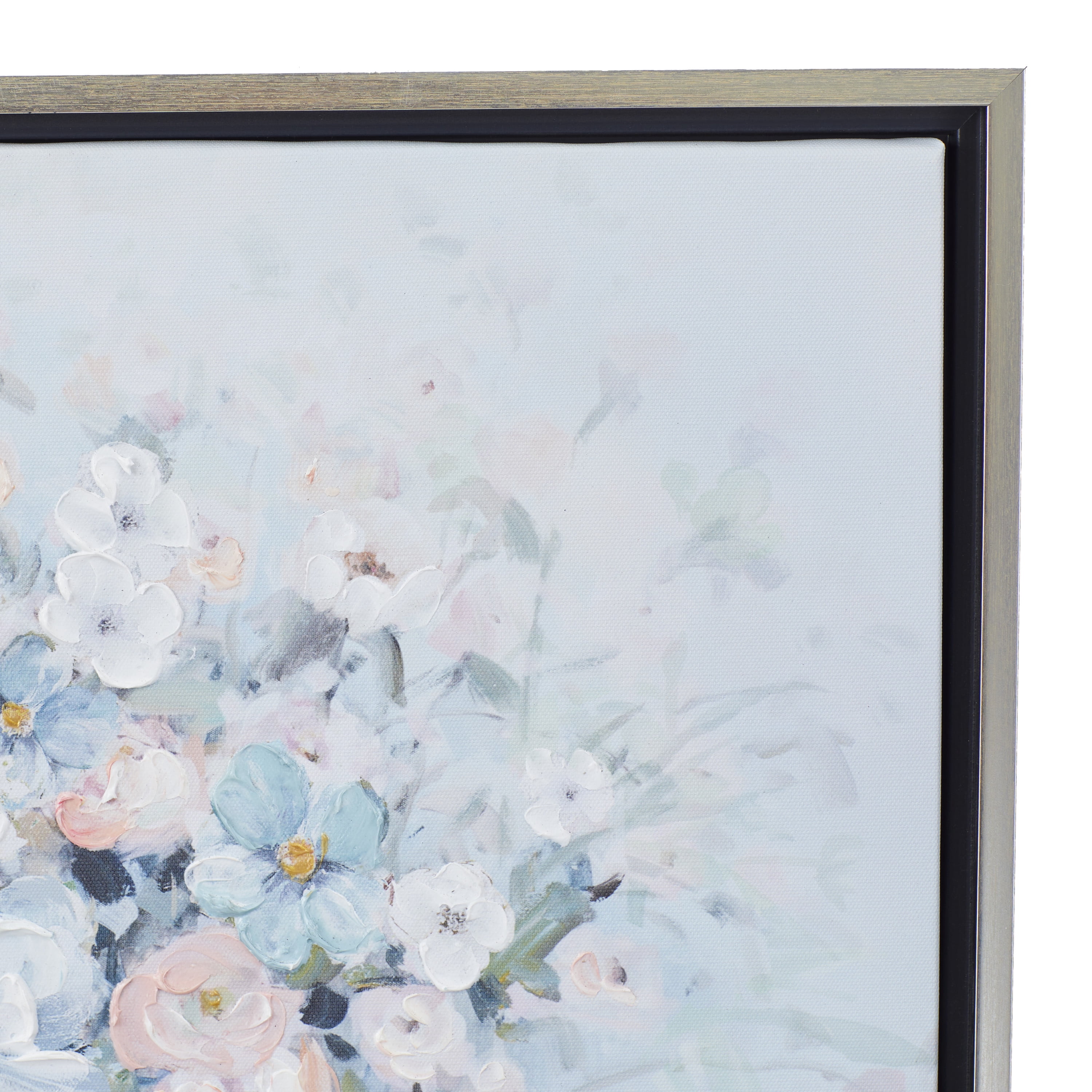 24" x 24" Handmade Bouquet Floral Framed Wall Art with Silver Frame, by DecMode