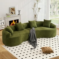 Timbernest Sectional Couch, 110" Curved Chenille Sleeper Sofa, 4 Seater Modular Sectional with 4 Pillows for Living Room, Green