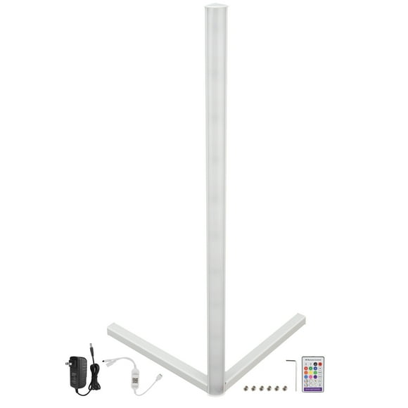 FYBTO Corner Floor Lamp WIFI APP 16 Million Colors 24Key RemoteControl Corner Bar Light for Home (White Shell )-090404