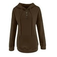 thumbnail image 6 of QUINDOS Womens Hoodies Pullover Button Womens Sweatshirts Casual Long Sleeve Crew Neck Plain Pullover Tops, 6 of 7