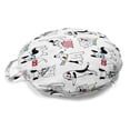 thumbnail image 1 of Dog Lover Round Floor Cushion with Handle, Pattern of Playful Puppies Funny Bad Habits Naughty Pet Doodle, Decorative Pillow for Living Room & Dorms, 18" Round, Dark Purple Multicolor, by Ambesonne, 1 of 4
