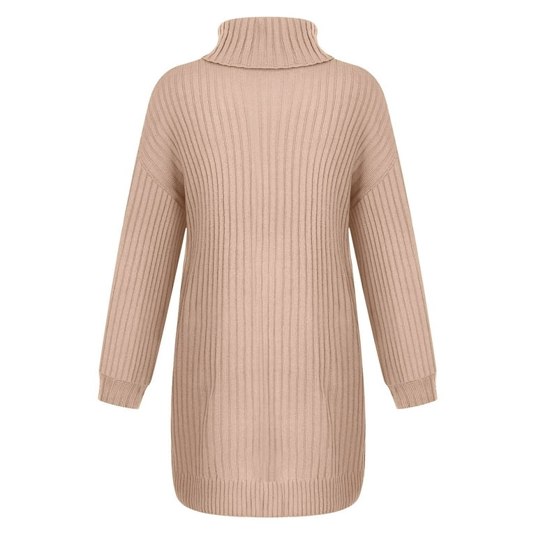 Sweater Dresses for Women with Sleeves Women Sweaters for Leggings Fashion  Women Solid Long Sleeve Sweater Dress Turtleneck Sweater Pullover Dress