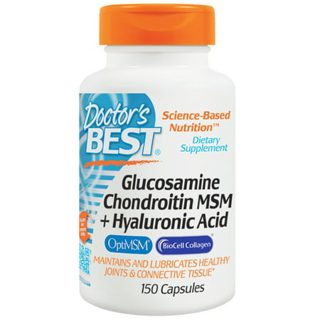 Doctor's Best, Glucosamine Chondroitin MSM + Hyaluronic Acid, 150 Capsules(pack of