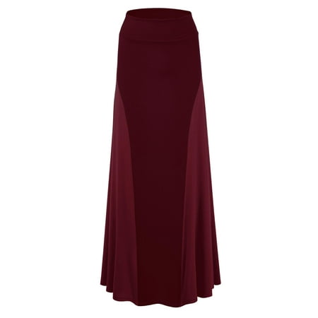 Blazer Side Skirts - MBJ WB1371 Womens Maxi Skirt with Side Panel - Made in USA S WINE