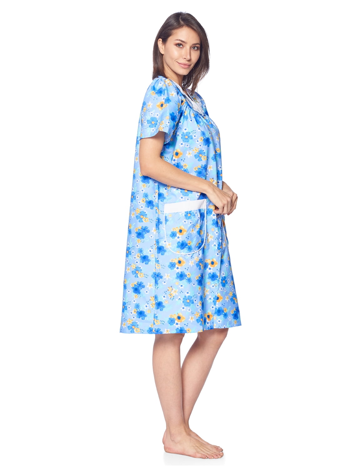 Casual Nights Women s Snap Front House Dress Short Sleeve Woven Duster Housecoat Lounger Sleep Gown Shop Black Friday Deals for 2024 Walmart