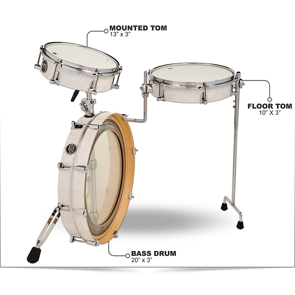 Drum Workshop Performance Series Low Pro 3-Piece Drum Shell Pack (White Marine FinishPly)
