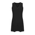thumbnail image 6 of Feancey Sundresses for Women 2025 Summer Casual V Neck Tank Dress Dressy Trendy Side Slit Mini Dresses Solid Color Beach Dress Black L, 6 of 6