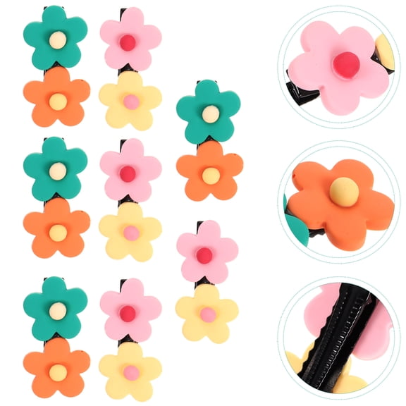 Toyvian Toddler Hair Clips Flower Shape Plastic 8Pcs