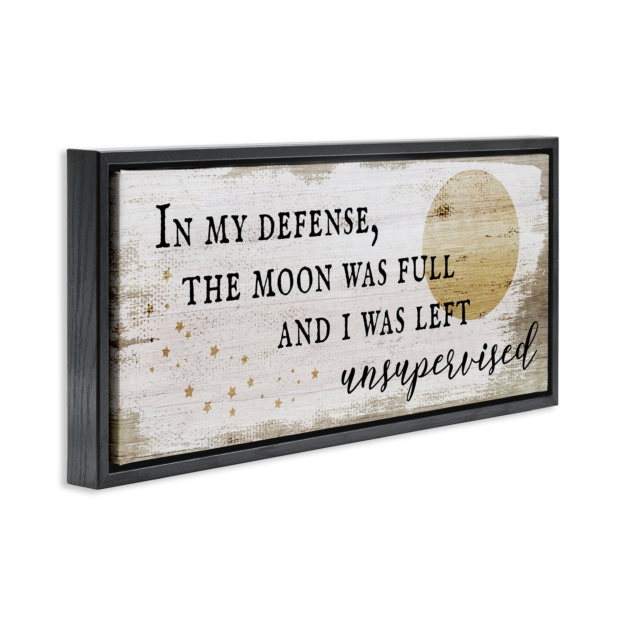 Stupell Industries Sassy Full Moon Halloween Charm Typography Painting Black Floater Framed Canvas Art Print Wall Art, 25 x 11
