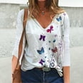 thumbnail image 3 of KZKR Women's V Neck T-Shirts Long Sleeve Colorful Butterfly Tees Autumn Winter Casual Tops, 3 of 3