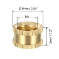 thumbnail image 2 of Wekity M5x5mm Female Thread Knurled Nuts, 100PCS Hx6mm OD Brass Threaded Insert Embedment Nuts Hydraulic Welded Joint Injection Molding Assortment Kit for 3D Printing Injection Molding-0621, 2 of 5