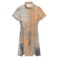 thumbnail image 4 of Abstract Textured Brushstrokes Painting Womens Shirt Dresses Women'S Short Sleeve Dress Turn-Down Collar Dress A Line Casuall Dress Oversize(XS-6XL), 4 of 7