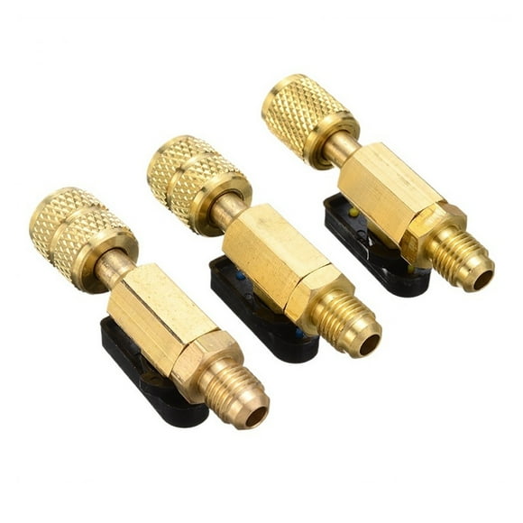 3 Pcs/ensemble Laiton R410A Réfrigérant Droit Vannes à Bille Tuyaux de Charge AC Laiton 1/4 Pouces Mâle à 1/4 Pouces / 5/16 Pouces Femelle Vanne, Facile à Utiliser