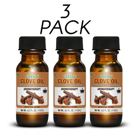 Germa Clove Natural Oil, Traditional Remedy for Skin, Body Pain and Oral Wellness/Aceite de Clavo, Tradicional Remedio para la Piel, Dolor en el Cuerpo y Salud Oral - 0.5oz. Pack of