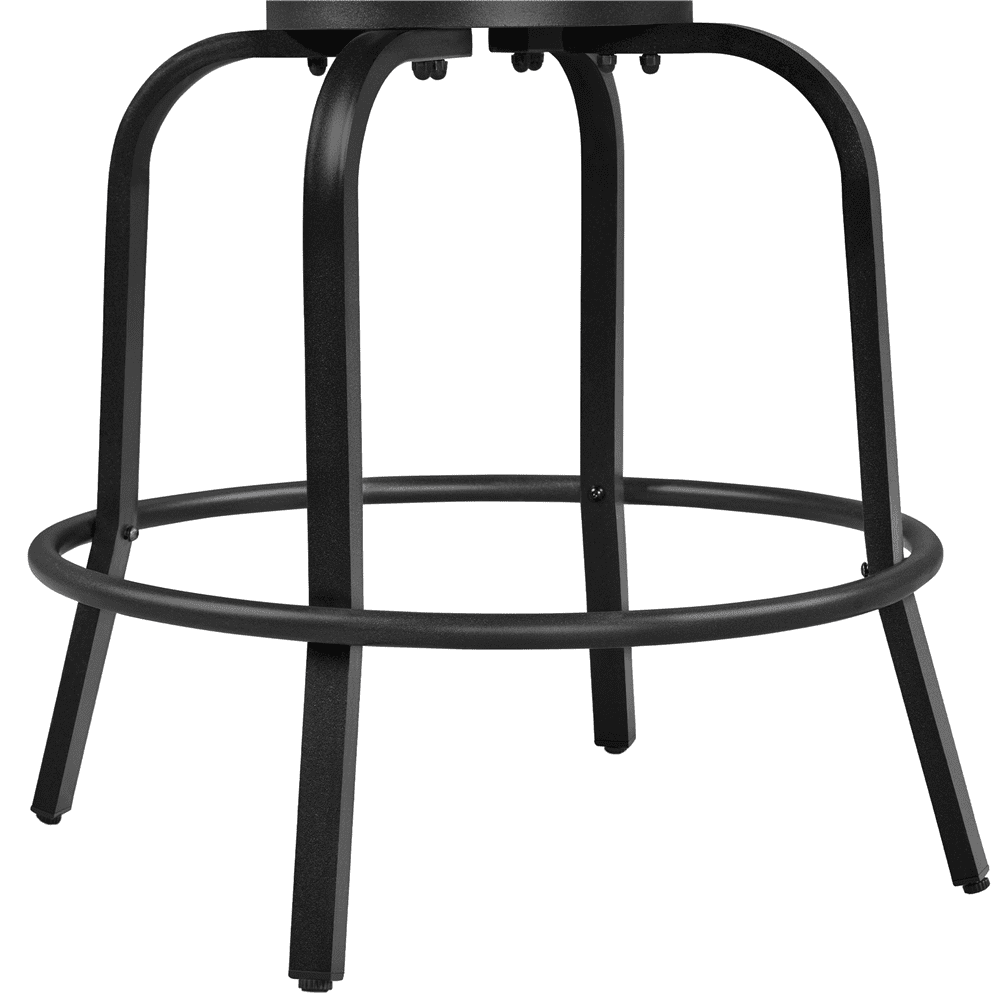 Alden Design 2pcs Outdoor Swivel Texteline Bar Stools with High Back for Garden, Black