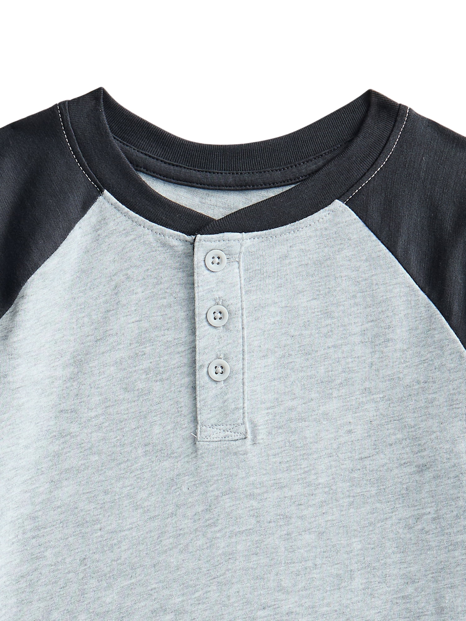 Wonder Nation Boys Raglan Henley T-Shirt with Short Sleeves, Sizes 4–18 & Husky