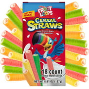 Galerie 2022 Kellogg's Cereal Straws Froot Loops Edible Breakfast Straw Alternatives for Milk, 90's Childhood Nostalgic Treat for Drinking and Eating, Cereals for Kids, 18 Count