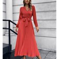 thumbnail image 1 of Ropa de mujer,Vestido largo de mujer Vestido largo plisado en V Vestido plisado Diseñado con precisión, 1 of 5