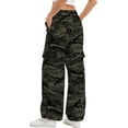 thumbnail image 3 of Camo Pants Women High Waisted Wide Leg Casual Camoflage Cargo Pants Baggy Elastic Waist Straight Jeans Trousers, 3 of 10