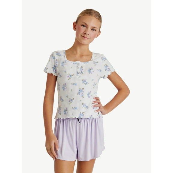 Justice Girls Pretty Henley Top, Sizes XS - XLP