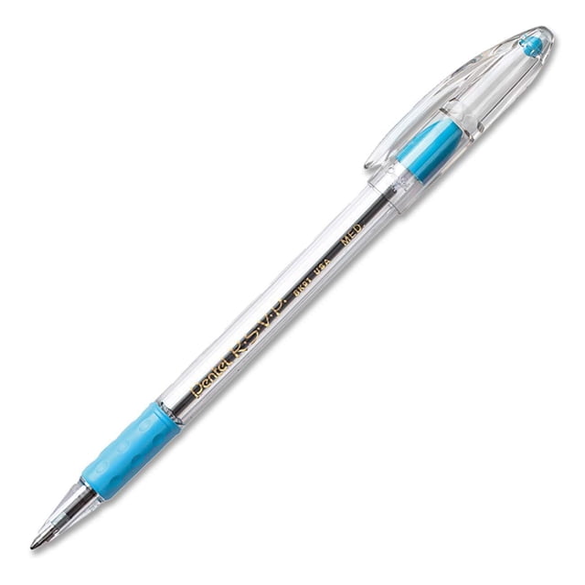 Bolígrafo Pentel R.S.V.P. 1,0 mm, punta mediana, azul cielo, 12