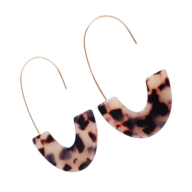 Pendientes en forma de U Sonducket estampado de leopardo joyería de moda accesorio café rojo