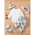 thumbnail image 4 of Baby Boys Girls Bodysuit & Pants & Hat With Cartoon Graphic Baby Clothes Baby Layette Sets, 4 of 5