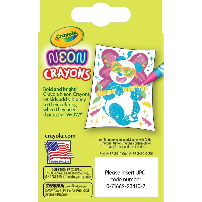 Crayola Neon Crayons, Coloring Book Supplies, Gift for Kids, 8 Count