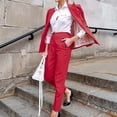 thumbnail image 3 of Womens Business Work Suit Set Long Sleeve Double Breasted Blazer with Straight Suit Pants Basic Office Formal Suit Sets, 3 of 6