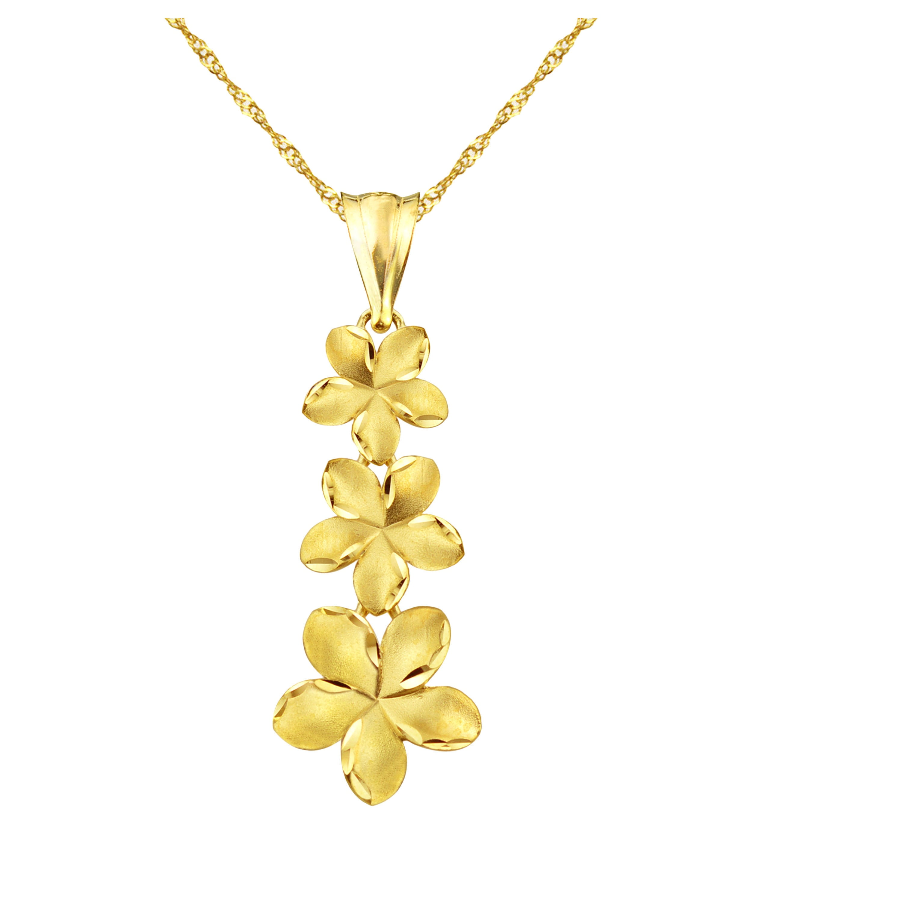 US GOLD 10kt Gold Plumeria Charm Pendant