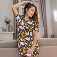 thumbnail image 6 of Salouo Roosters and Chicks Print Short Sleeve Sleepshirt for Womens Comfy Nightgown Scoopneck Cute Nightdress Ruffle -Small, 6 of 7