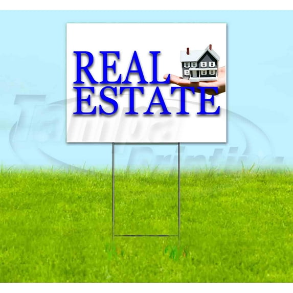 Real Estate (18" x 24") Yard Sign, Includes Metal Step Stake