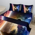 thumbnail image 2 of Ambesonne Universe Fitted & Top Sheet Set with Shams, Solar System Cornet, Red Blue, 2 of 8