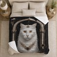 thumbnail image 5 of White Cat With Amber Eyes decorative motif Archway Gold Scrollwork And Gem Necklace Regal Portrait Art Flannel Blanket For Cat Lovers Home Decor Cozy Bedroom Living Room Birthday Gift, 5 of 9