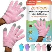 ZenToes Moisturizing Gloves with Gel - Dry Hands Treatment - 1 Pair (Cotton Pink)