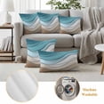 thumbnail image 5 of Turquoise Brown Outdoor Pillow Covers 18x18 Set of 2,Waterproof Patio Throw Pillowcase Protectors,Teal White Geometric Gradient Stripes Decorative Pillow Shams Cushion Covers for Seat Bed Couch Sofa, 5 of 8