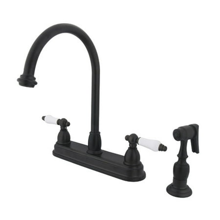 UPC 663370020223 product image for Kingston Brass KB3755PLBS Two Handle 8 Kitchen Faucet with Brass Sprayer | upcitemdb.com