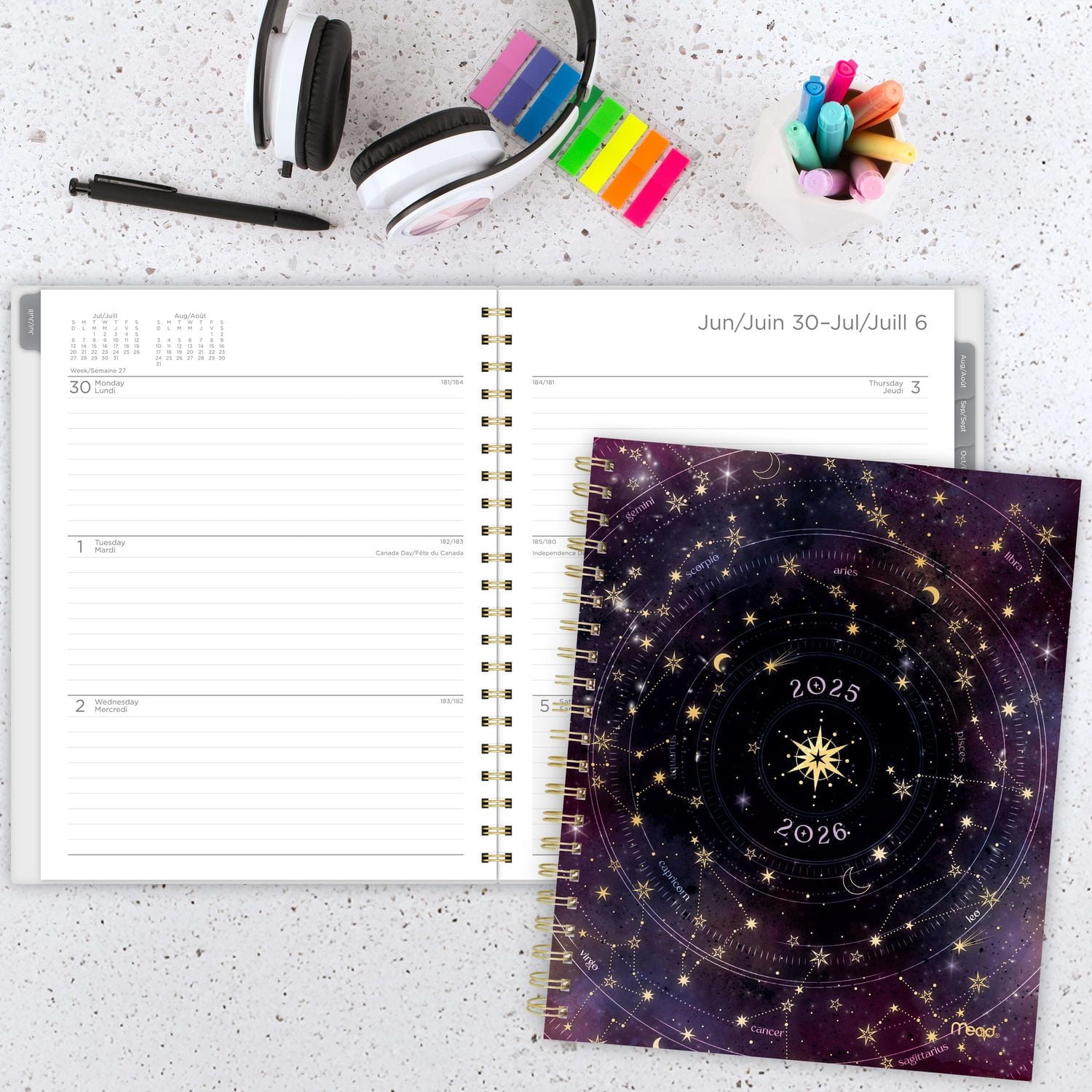 Agenda scolaire hebdomadaire Mead® Étoiles magiques 2025-2026