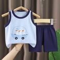 thumbnail image 2 of CAUYDY Toddler Baby 2-7T Little Boy Summer Pajamas Set Casual Wear for Baby Boys 2Pcs Adorable Print Sleeveless Shirt + Elastic Shorts 9-18M Kids Sleepwear (Sizes 3-4 Years,L4-Light Blue), 2 of 4
