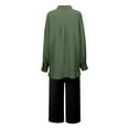 thumbnail image 4 of 2 Piece Linen Sets For Women Long Sleeve Button Up Collared Shirt And Drawstring Capris Outfits Fall Spring Loungewear Army Green 1 S, 4 of 5