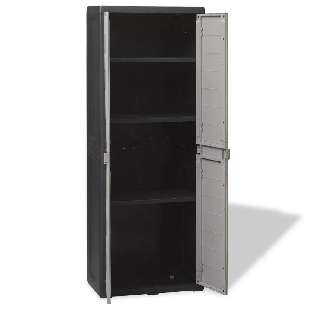 2 Shelves 30.7x18.1x37 , Black Unfade Memory Plastic Garden Storage Cabinet Compact Design and Will Make The Most Use of Limited Space 