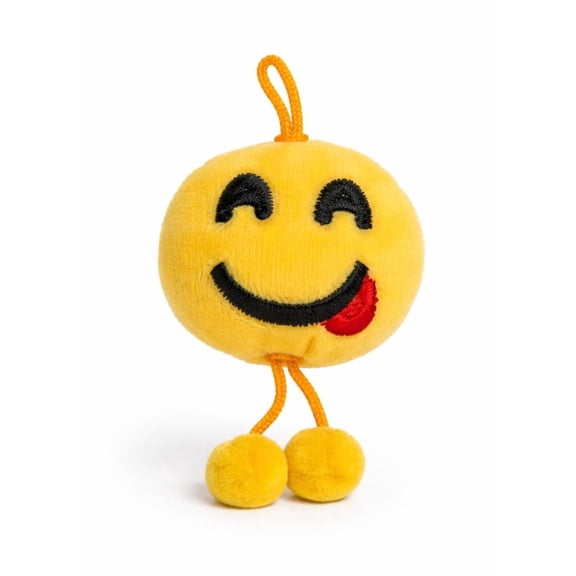 Cute Yellow Emoji Plush Hanging Toy Smiling Face Soft Stuffed Pull String Doll