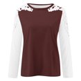 thumbnail image 4 of FcBaudy Hauts pour Femmes, Blouses & Chemises à Manches Longues Col Rond, Chemises pour Femmes Décontractées Col Rond Dentelle Ajourée Chandail Blouse T-shirt Hauts Blouse pour Femmes, 4 of 4