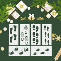 Christmas Footprint Stencil Set Reusable PETG Plastic Templates DIY Crafts Holiday Decor Art Projects