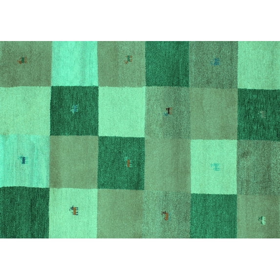 Ahgly Company Machine Washable Indoor Rectangle Abstract Turquoise Blue Contemporary Area Rugs, 7' x 9'